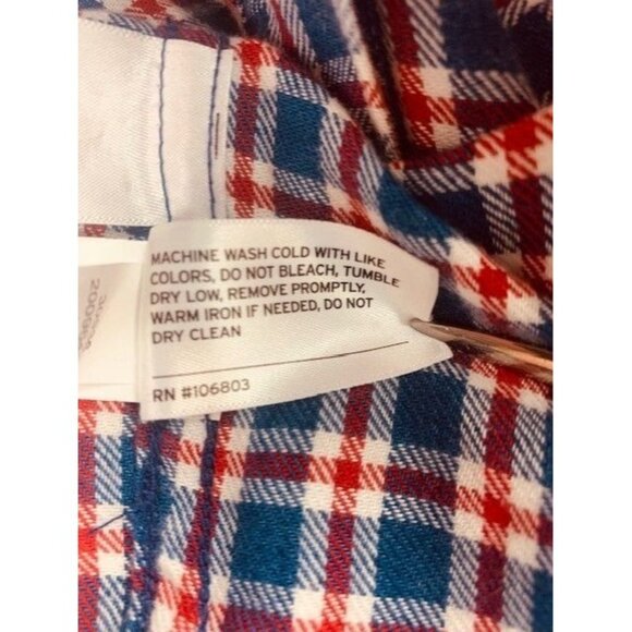 Duluth Trading Co Men's XL Tall Red & Blue Plaid Short Sleeve Button-Up Shirt - Picture 7 of 9